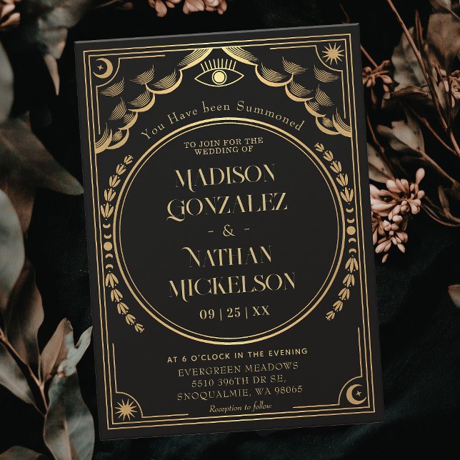 Mystical Elegant Gold Tarot Gothic Wedding Einladung (Von Creator hochgeladen)