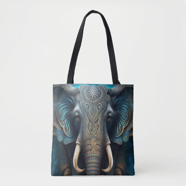 Mystical Elephant Watercolor Tote Bag (Vorderseite)