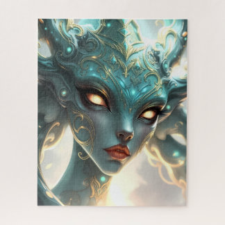 Mystical Emerald Goddess with Glowing Ember Eyes Puzzle