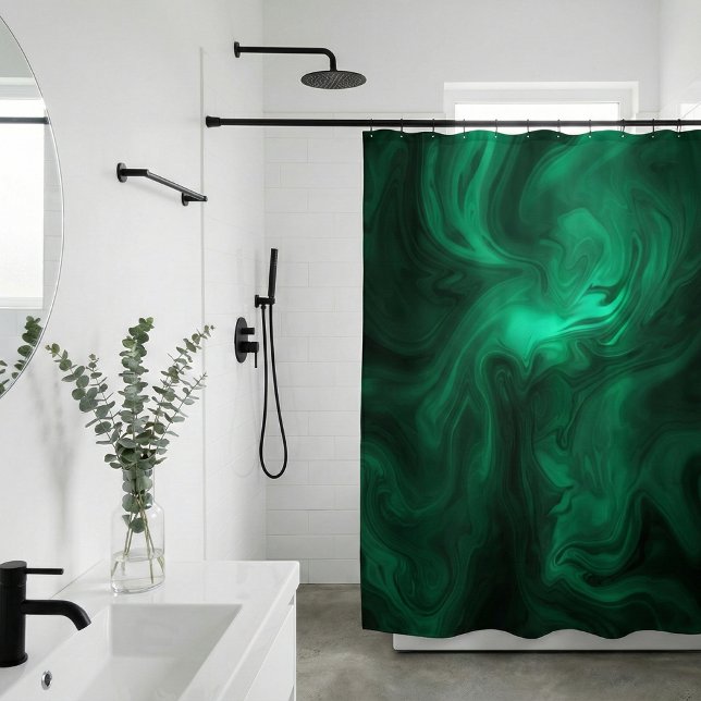 Mystical Emerald Green Swirl Abstract Duschvorhang (Von Creator hochgeladen)