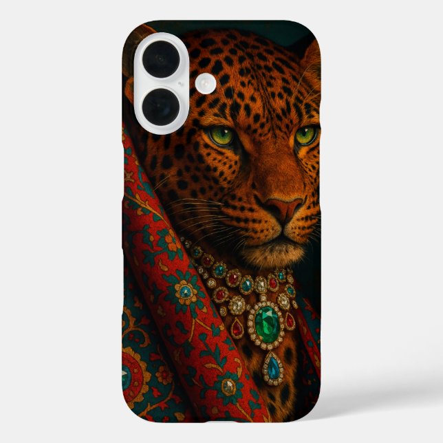 Mystical Emerald Jaguar Portrait mit Verzierung Case-Mate iPhone Hülle (Rückseite)