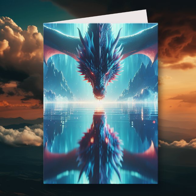 Mystical Ethereal Dragon Reflection Birthday Karte (Von Creator hochgeladen)