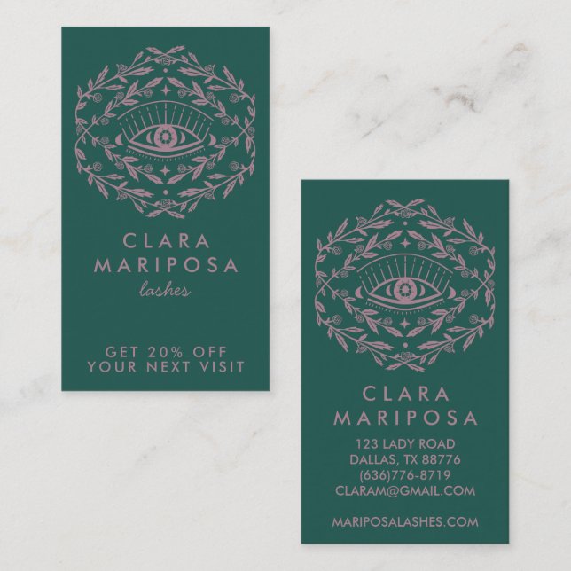 Mystical Eye Rose Vines Boho Beauty Illustriert Rabattkarte (Vorne/Hinten)