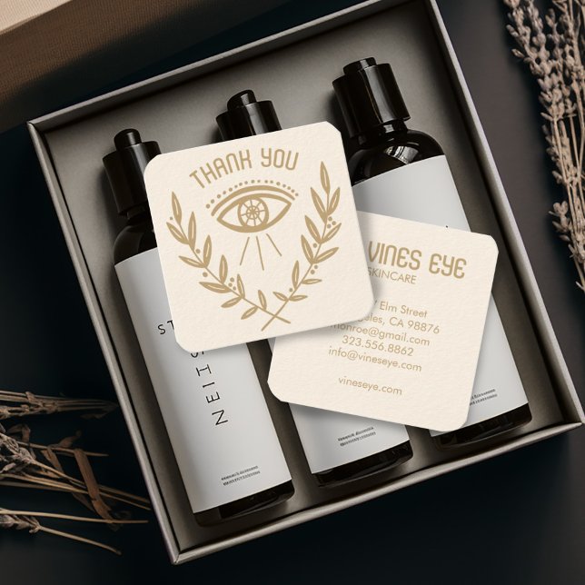 Mystical Eye & Vines Elegante Boho Bestellung Viel Quadratische Visitenkarte (Mystical eye design thank you note custom business cards)