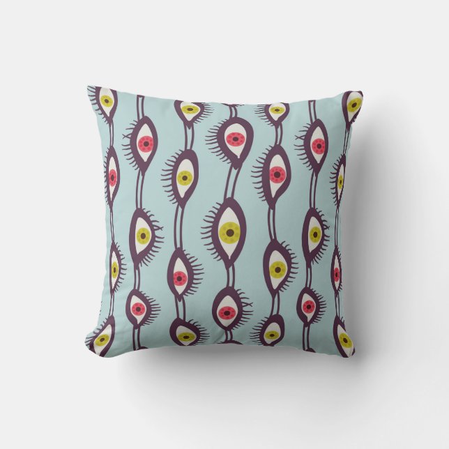 Mystical Eyes Pattern - Psychedelisches Trippy-Des Kissen (Vorderseite)