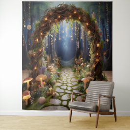 Mystical Fairy Tale Forest Archway hängend Wandteppich