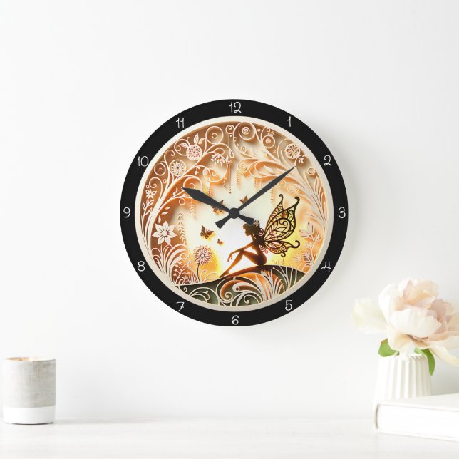 Mystical Fairy Woodland Timepiece Große Wanduhr (Zuhause)