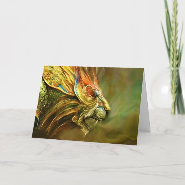 Mystical Fantasy Lion's Head Profile Karte (Vorderseite)