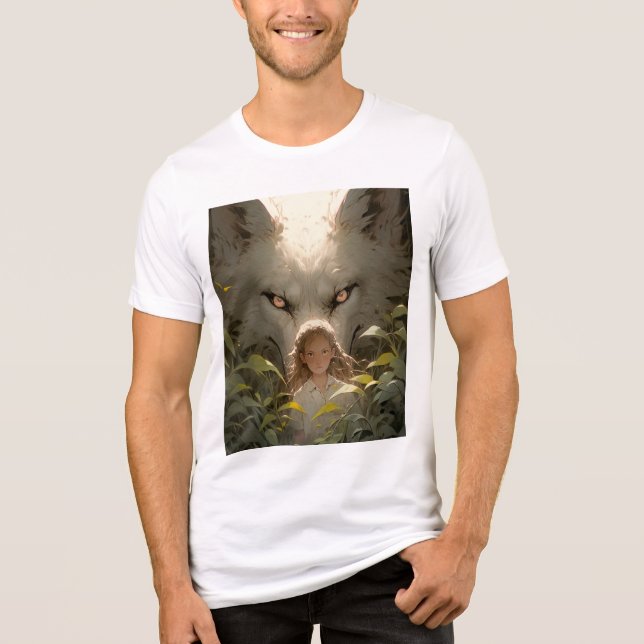 Mystical Fantasy Wolf Guardian Anime Tri-Blend Shirt (Vorderseite)