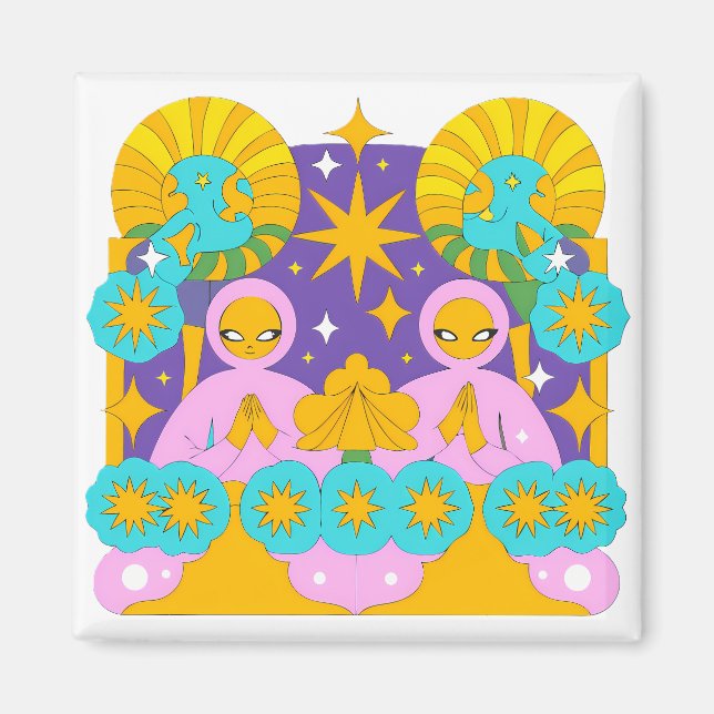 Mystical Figures in a Cosmic Landscape Magnet (Vorne)