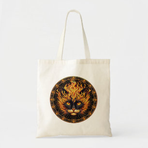Mystical Fire Cat Mandala Design Tragetasche