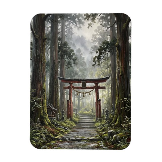 Mystical forest and torii gate that symbolizes it magnet (Vertikal)