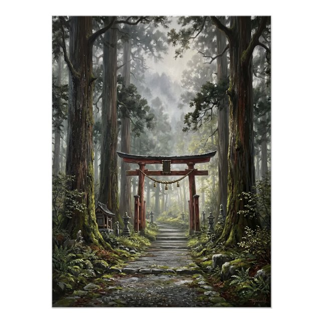 Mystical forest and torii gate that symbolizes it poster (Vorderseite)