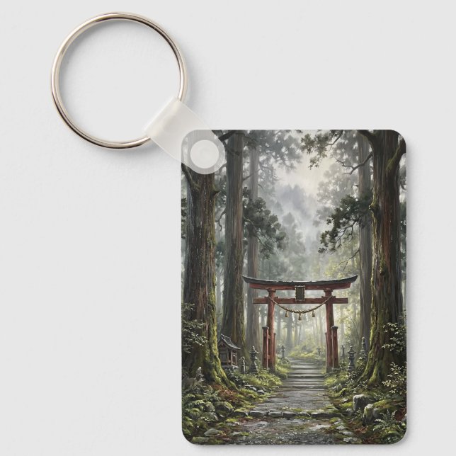 Mystical forest and torii gate that symbolizes it schlüsselanhänger (Vorderseite)