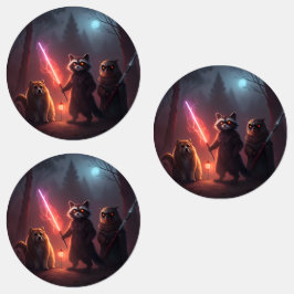 Mystical Forest Battle Animals Art Etiketten