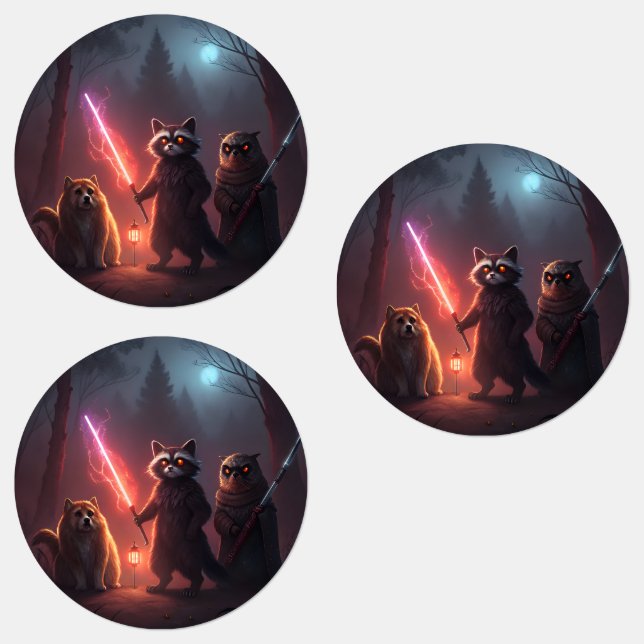 Mystical Forest Battle Animals Art Etiketten (Gruppe)