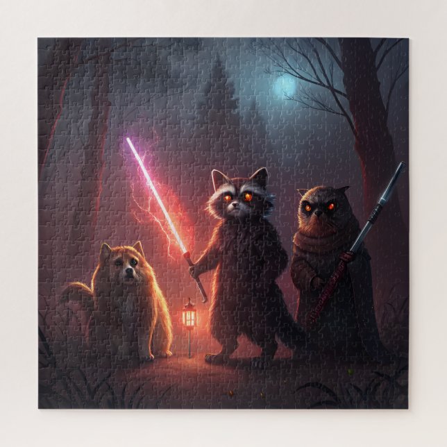 Mystical Forest Battle Animals Art Puzzle (Vertikal)