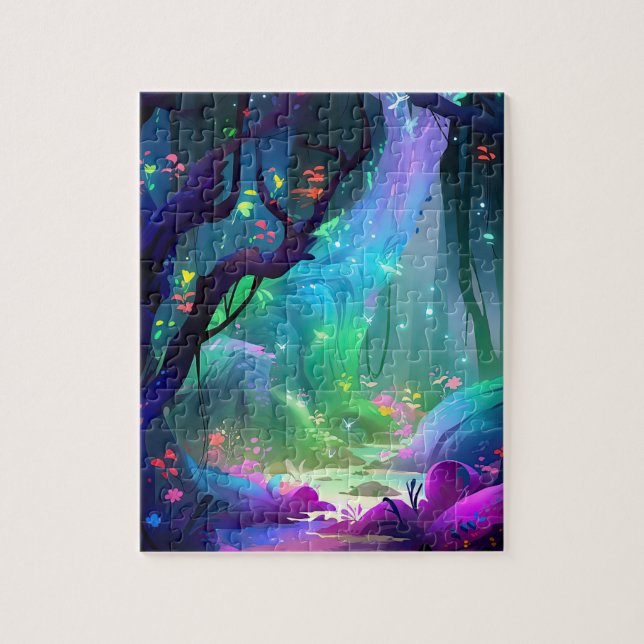 Mystical Forest Celestial Blue Night Sky Puzzle (Vertikal)