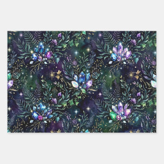Mystical Forest Gemstones Print Flachverpackung Geschenkpapier Set