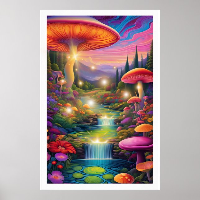 Mystical Forest Riesenpilze Fantasy Art Poster (Vorne)