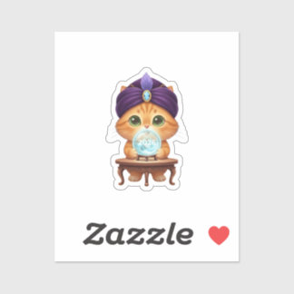 Mystical Fortune Teller Cat Crystal Ball New Year Aufkleber