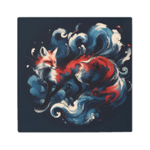 Mystical Fox Amidst Swirling Eddies - Digitale Kun