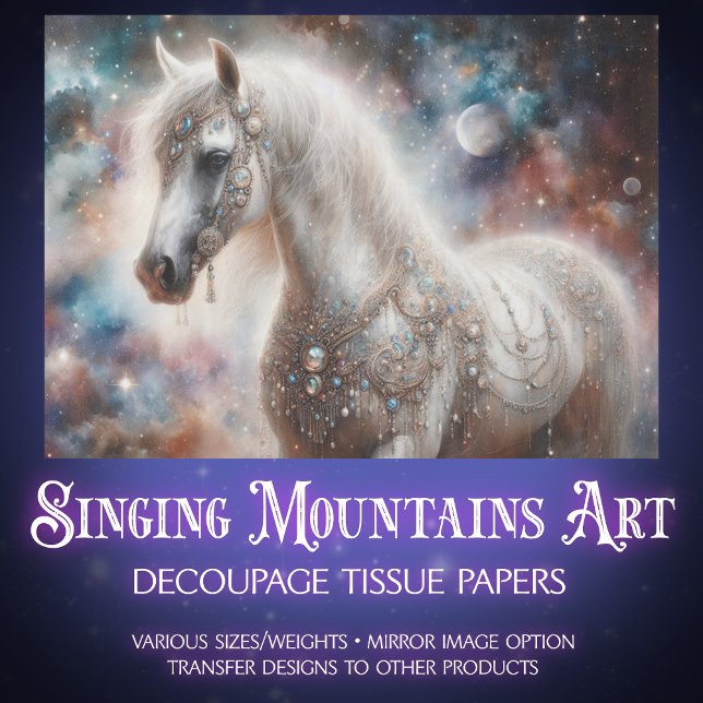 Mystical Galaxy and White Horse Fantasy Decoupage Seidenpapier (Von Creator hochgeladen)