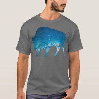 Mystical Galaxy Buffalo Night Sky Bison Native TSh T-Shirt