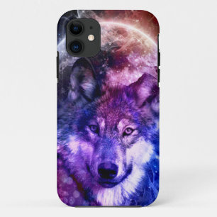 Mystical Galaxy Wolf-Gesicht mit Vollmond Case-Mate iPhone Hülle