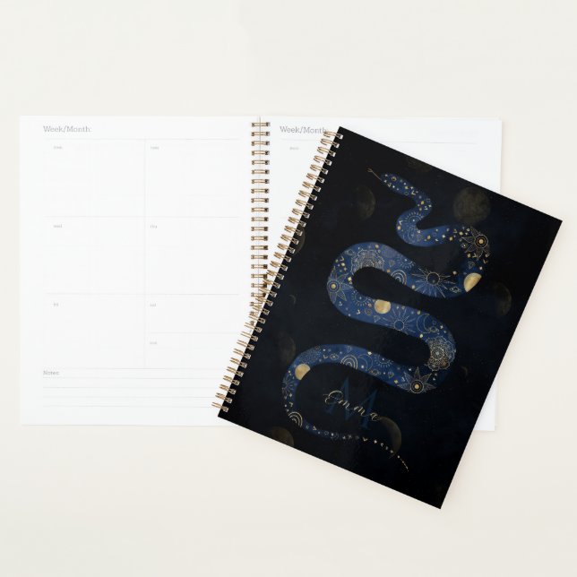 Mystical Gold Blue Serpent Galaxy Design Planer (Anzeige)