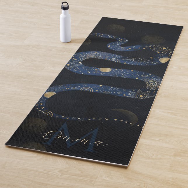 Mystical Gold Blue Serpent Galaxy Design Yogamatte (Beispiel)