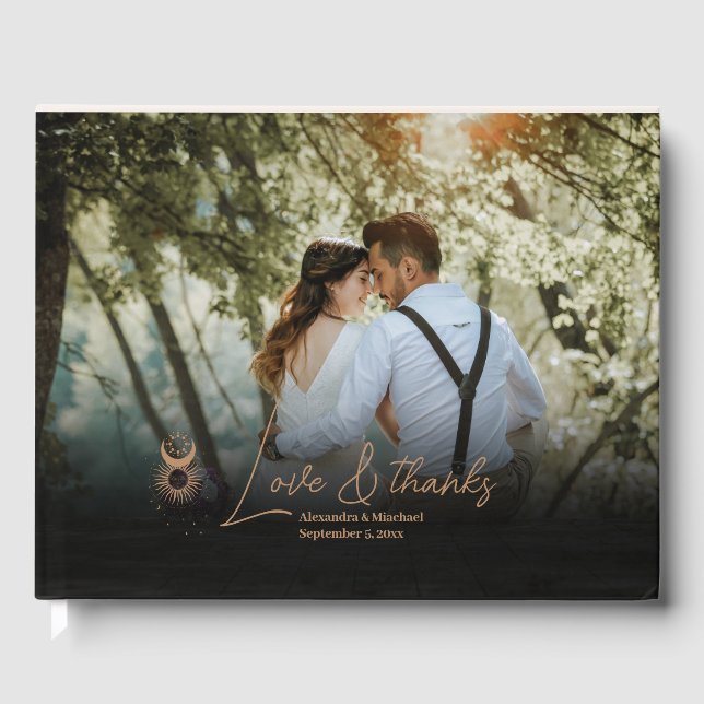 Mystical Gold Celestial Stars Wedding Gästebuch (Vorderseite)