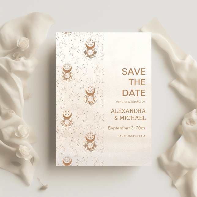Mystical Gold Celestial Stars Wedding Save The Date (Von Creator hochgeladen)