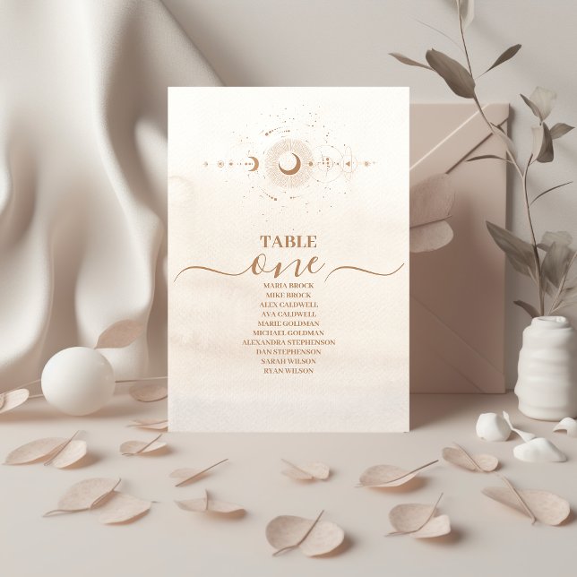 Mystical Gold Celestial Stars Wedding Tischnummer (Von Creator hochgeladen)