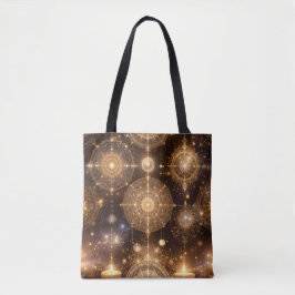 Mystical Gold Celestis Pattern Tote Bag