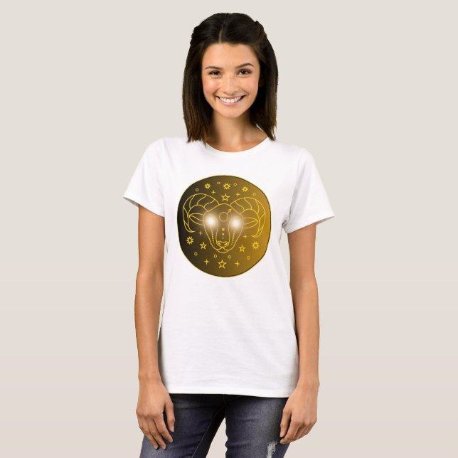 Mystical Golden Zodiac Aries T-Shirt (Vorne ganz)