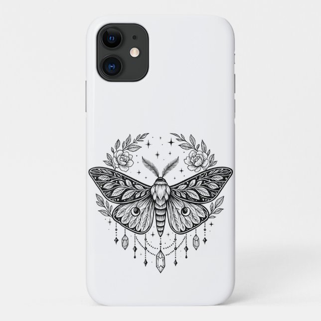 Mystical Gothic Moth Botanical Celestial Line Art Case-Mate iPhone Hülle (Rückseite)