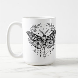 Mystical Gothic Moth Botanical Celestial Line Art  Kaffeetasse