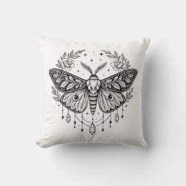 Mystical Gothic Moth Botanical Celestial Line Art Kissen