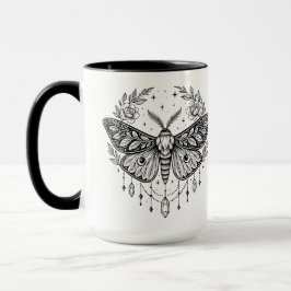 Mystical Gothic Moth Botanical Celestial Line Art Tasse