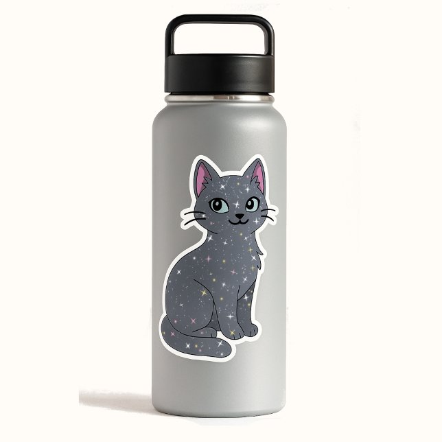 Mystical Gray Sparkle Cat Aufkleber (Von Creator hochgeladen)