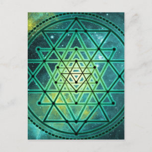 Mystical Green Sri Yantra Postkarte
