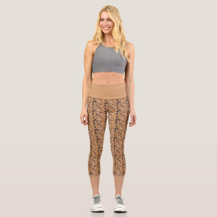 Mystical Halloween Night with Black Cats and Raven Capri Leggings