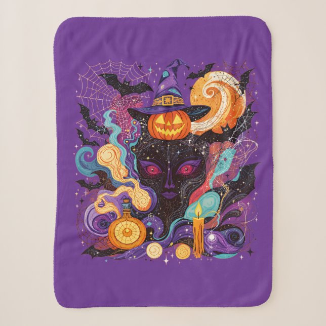 Mystical Halloween Witch Face Sherpadecke (Vorderseite)
