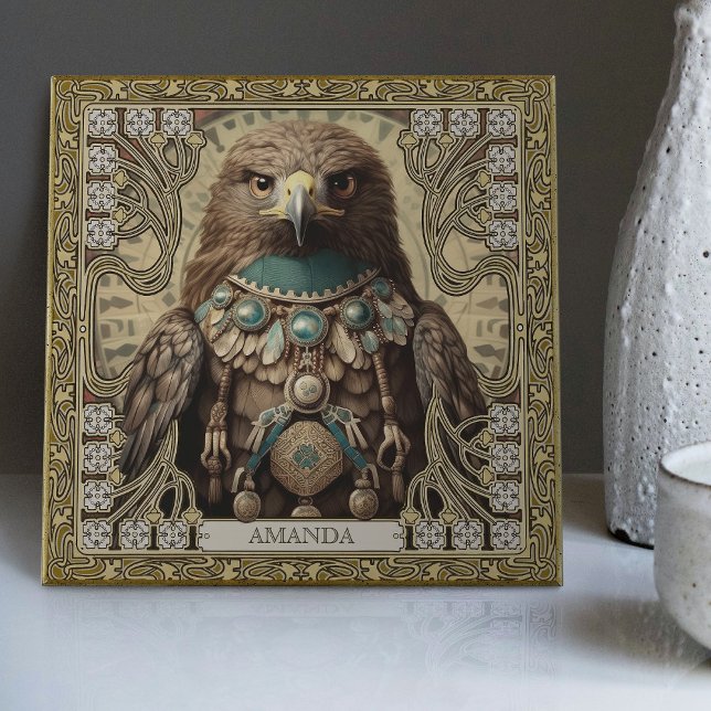 Mystical Hawk Spirit Animal Personalisiert Tribal Fliese (Von Creator hochgeladen)