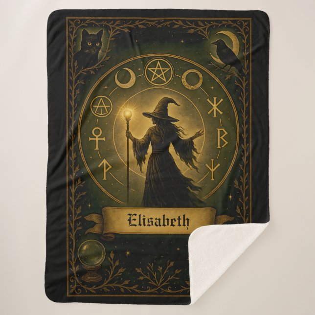 Mystical Hexe Personalisiert Blanket AncientSymbol Sherpadecke (Vorderseite)