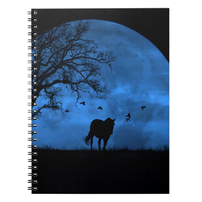 Mystical Horse Blue Moon Notizblock (Vorderseite)