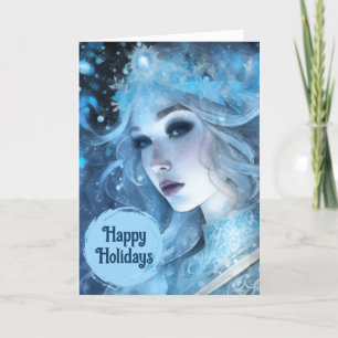 Mystical Ice Queen - Fantasy Winter Goddess Art Feiertagskarte