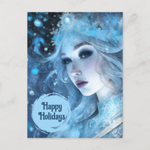 Mystical Ice Queen - Fantasy Winter Goddess Art Feiertagspostkarte