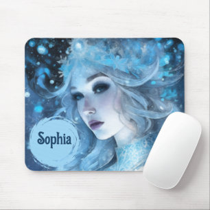 Mystical Ice Queen - Fantasy Winter Goddess Art Mousepad